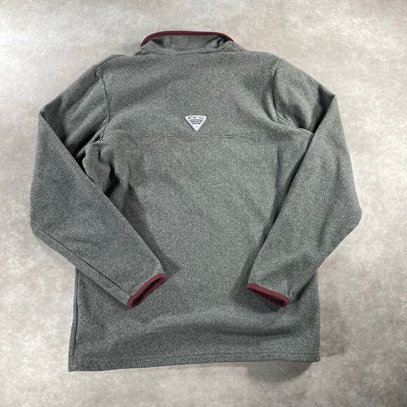 Columbia PFG Texas A&M University Grey Maroon Fleece Snap Fleece Sweater - Picture 2 of 5